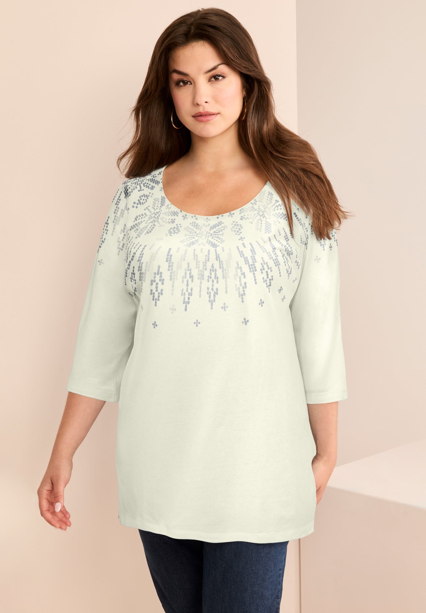 Three Quarter Sleeve Embellished Tunic image number 0