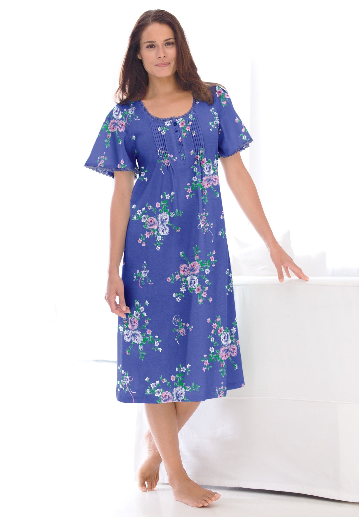 Short Pintuck Knit Gown image number 0