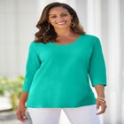 Stretch Cotton Scoop Neck Tee image number null