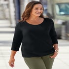 Stretch Cotton Scoop Neck Tee image number null