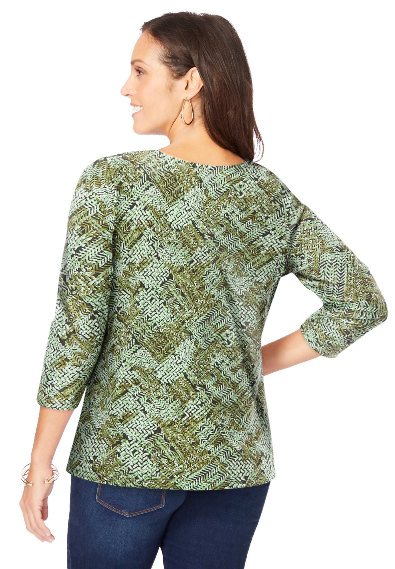 Stretch Cotton Scoop Neck Tee image number 3