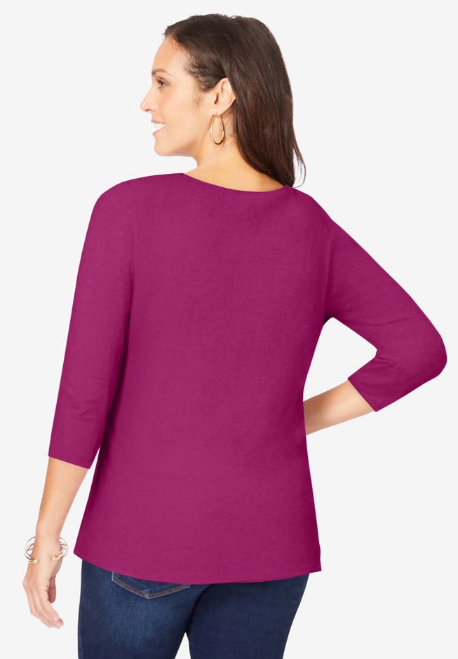 Stretch Cotton Scoop Neck Tee image number 2