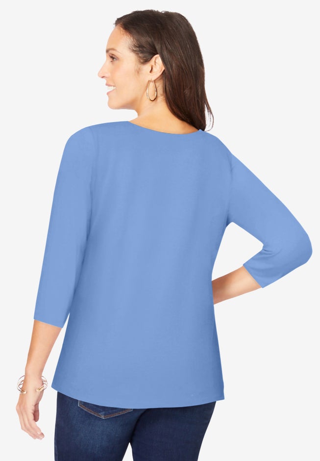 Stretch Cotton Scoop Neck Tee image number 2
