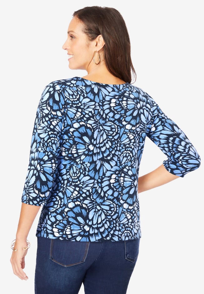 Stretch Cotton Scoop Neck Tee image number 2