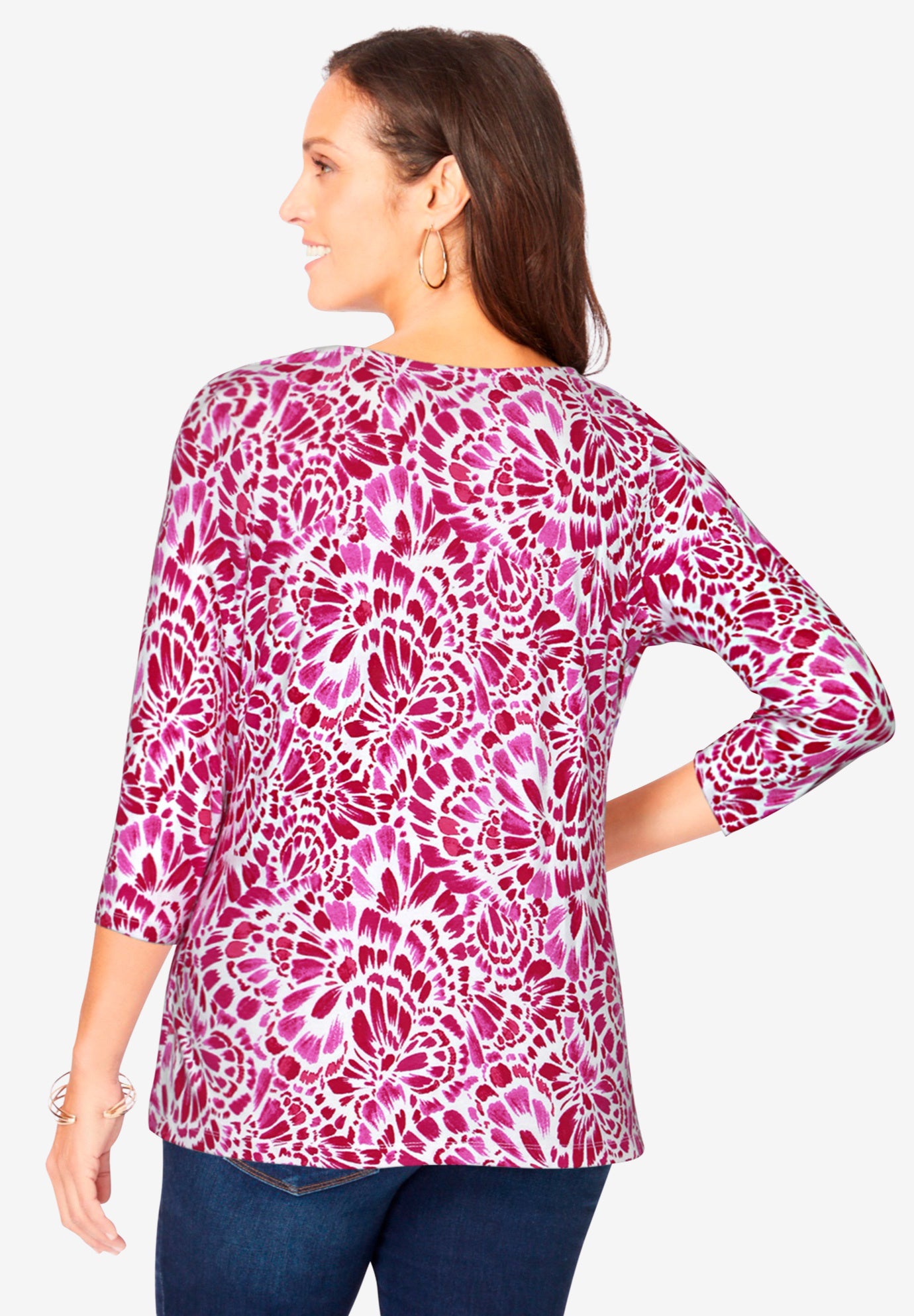 Stretch Cotton Scoop Neck Tee image number 2