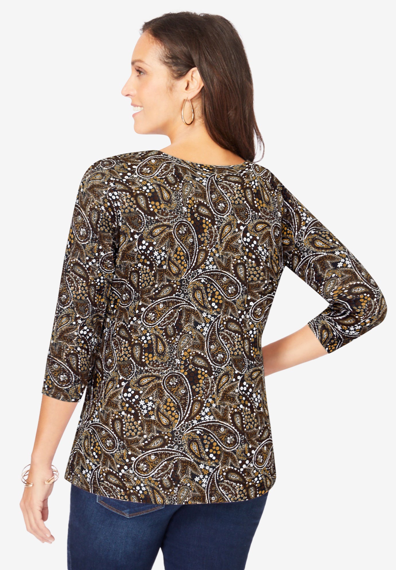 Stretch Cotton Scoop Neck Tee image number 1