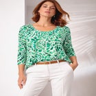 Stretch Cotton Scoop Neck Tee image number null