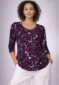 Stretch Cotton Scoop Neck Tee