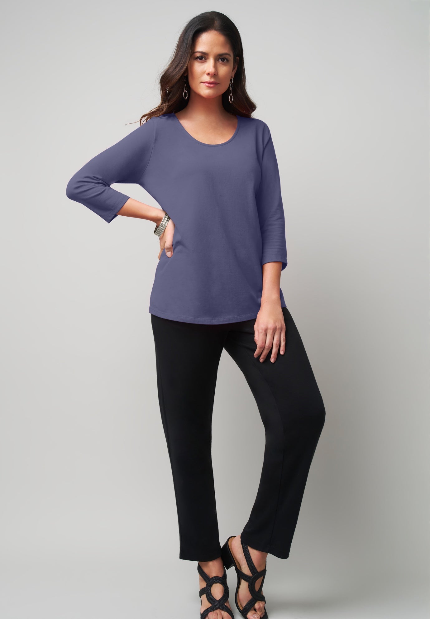 Stretch Cotton Scoop Neck Tee image number 0