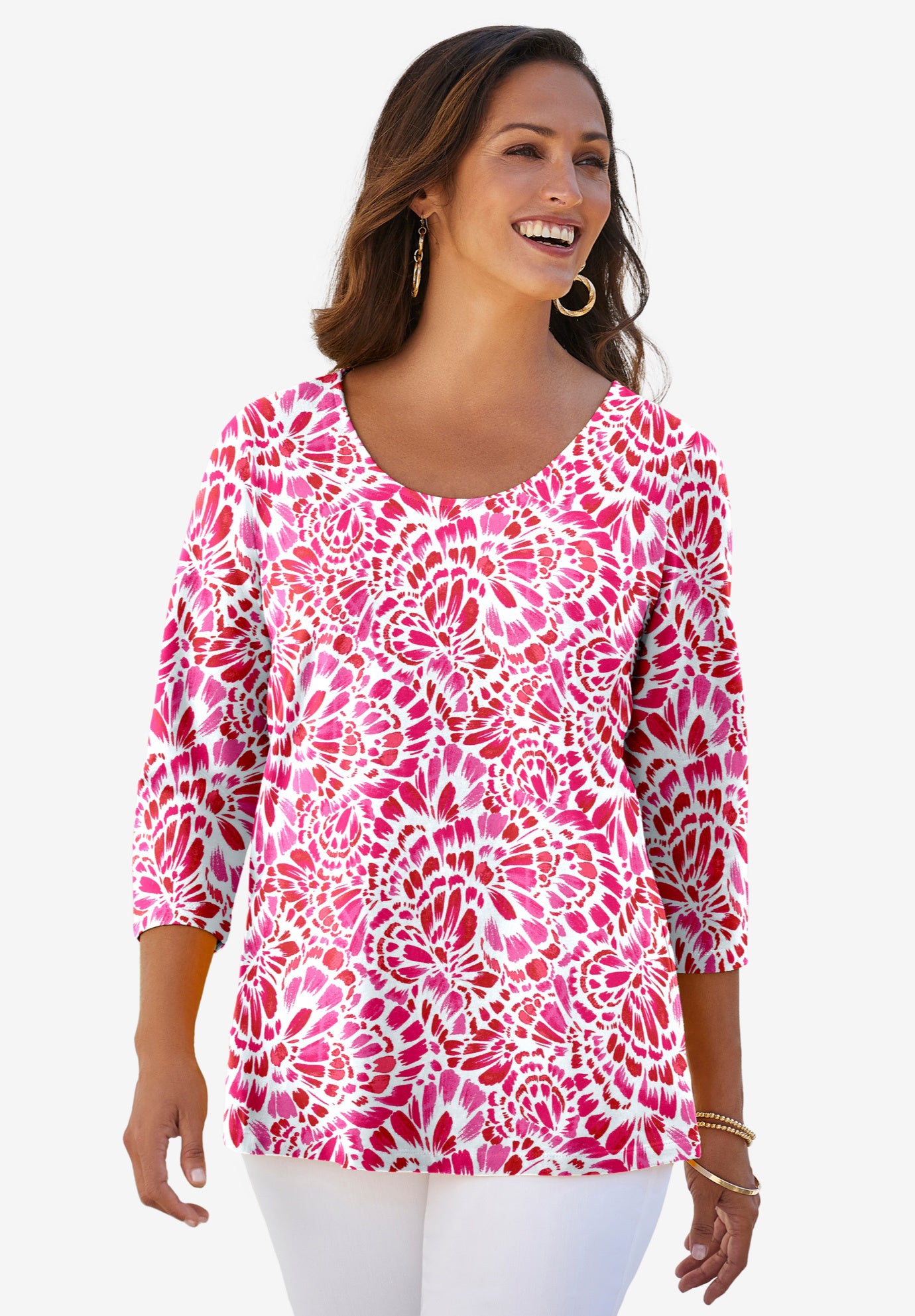 Stretch Cotton Scoop Neck Tee image number 0