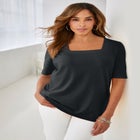 Stretch Cotton Square Neck Tee image number null