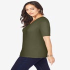 Stretch Cotton Square Neck Tee image number null
