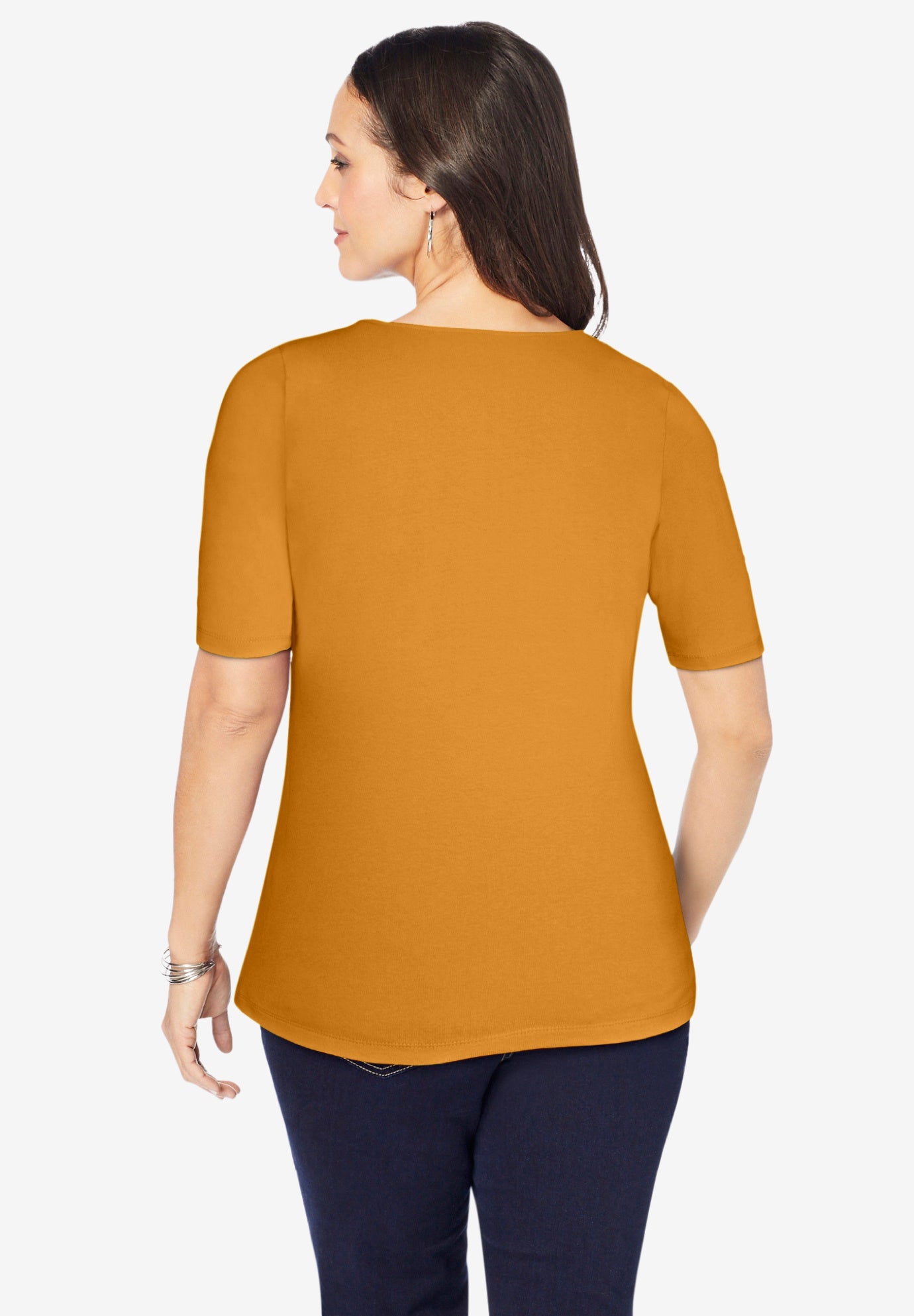 Stretch Cotton Square Neck Tee image number 2
