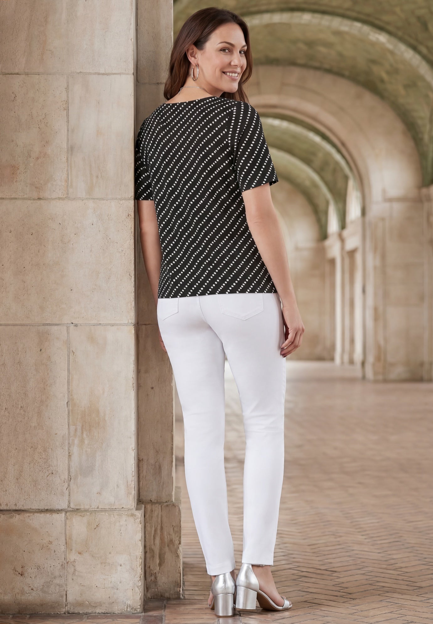 Stretch Cotton Square Neck Tee image number 1
