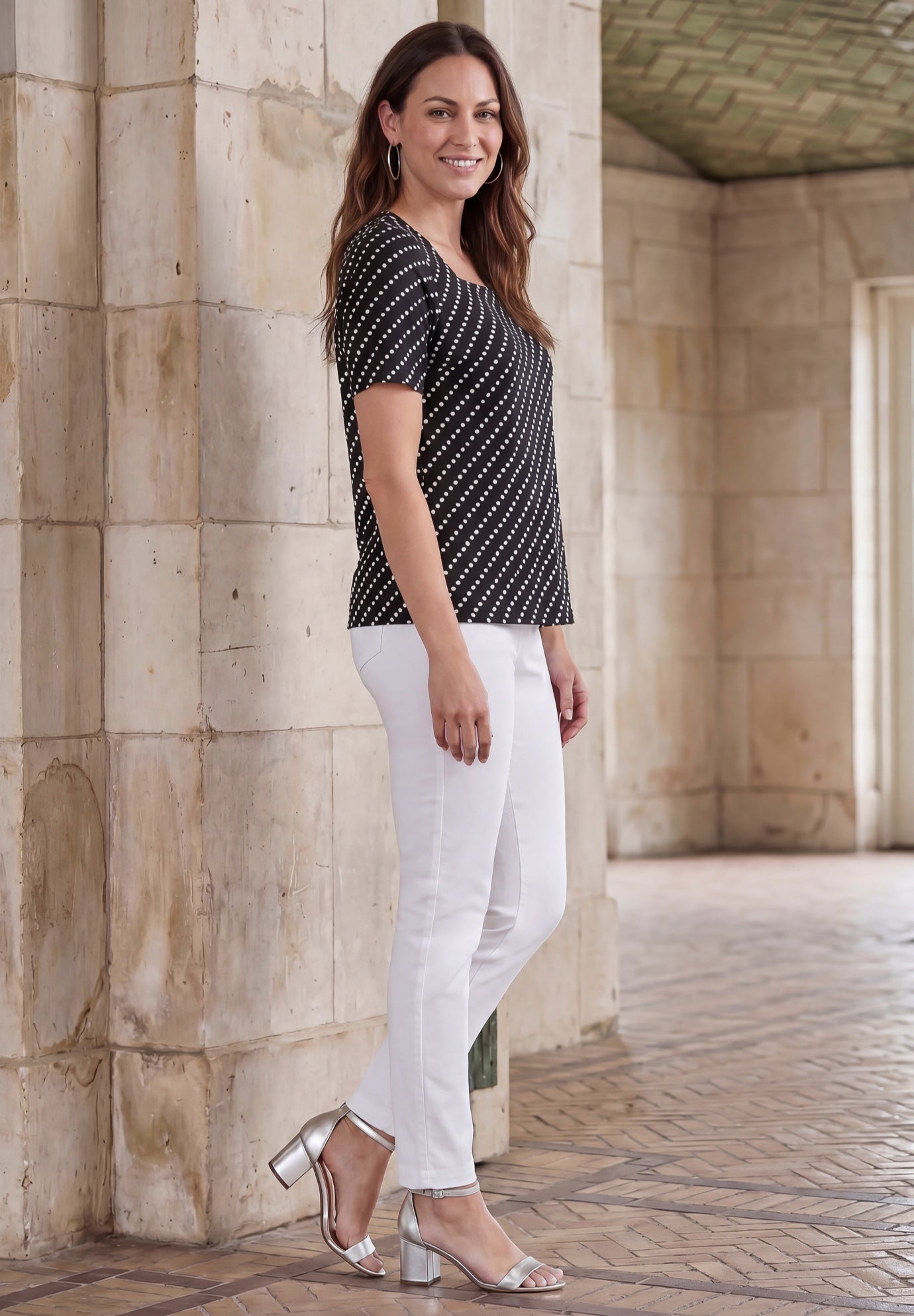 Stretch Cotton Square Neck Tee image number 2