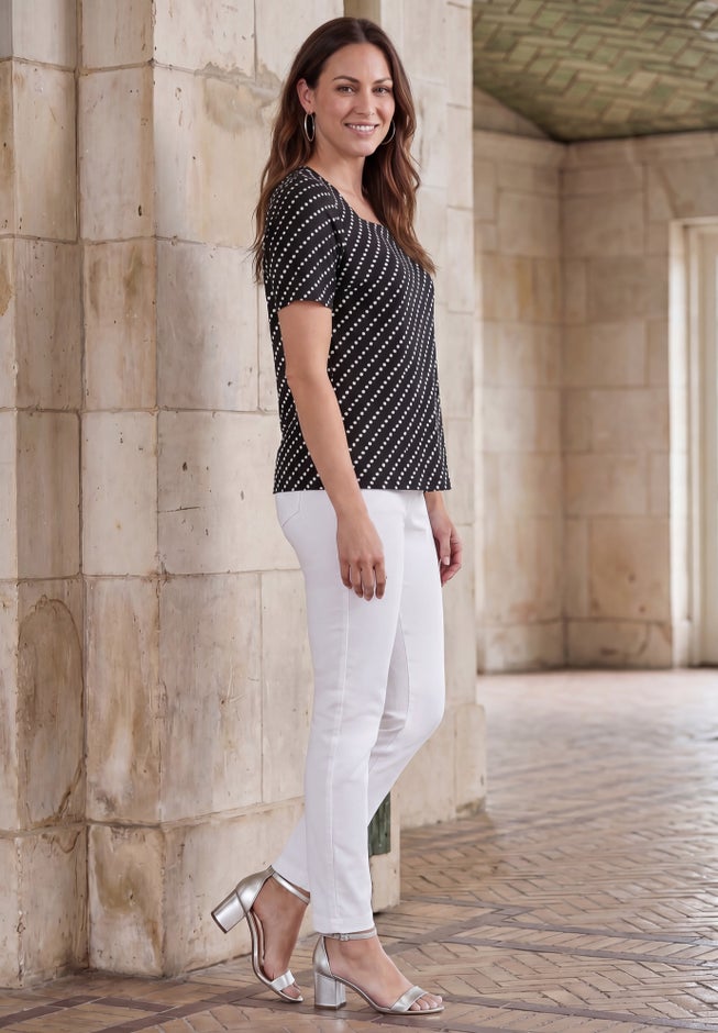 Stretch Cotton Square Neck Tee image number 2