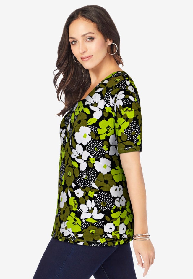 Stretch Cotton Square Neck Tee image number 1