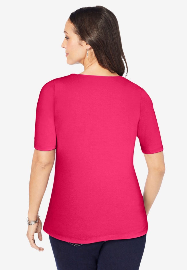 Stretch Cotton Square Neck Tee image number 2