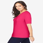 Stretch Cotton Square Neck Tee image number null