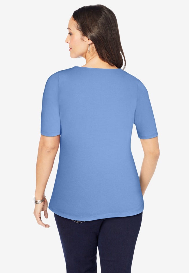 Stretch Cotton Square Neck Tee image number 2