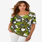 Stretch Cotton Square Neck Tee image number null