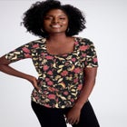 Stretch Cotton Square Neck Tee image number null