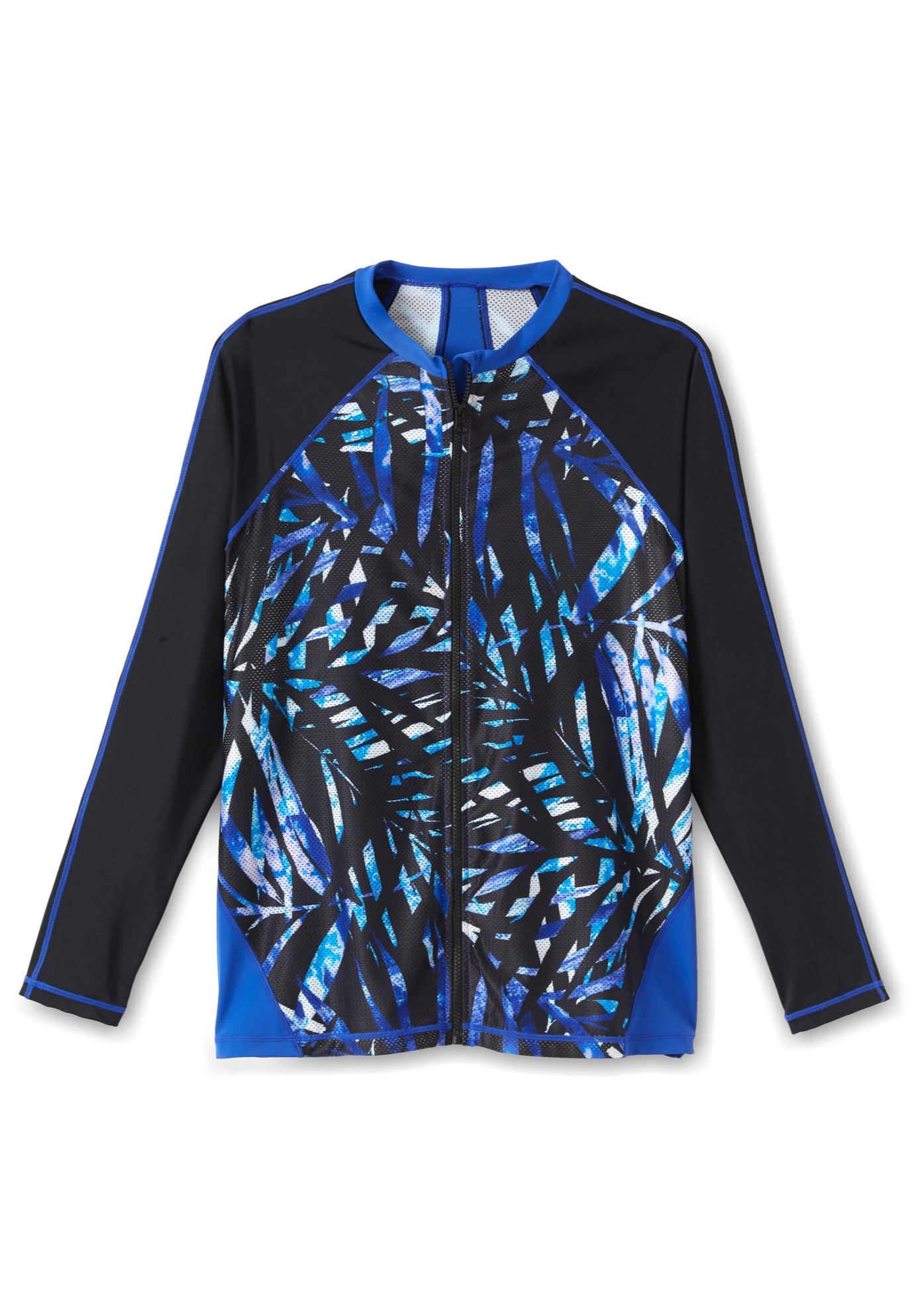 Chlorine Resistant Long-Sleeve Colorblock Swim Tee image number 3