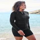 Chlorine Resistant Long-Sleeve Colorblock Swim Tee image number null