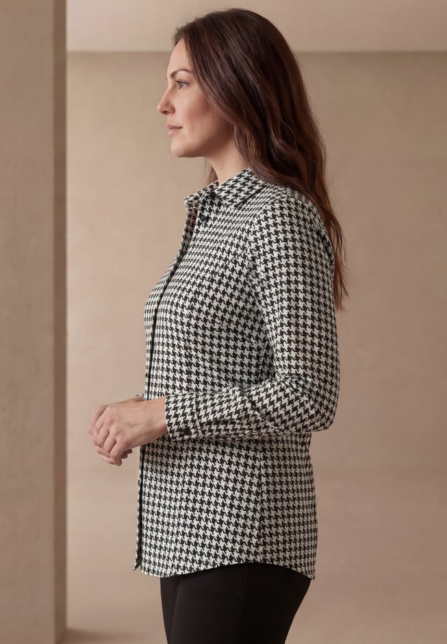 Stretch Cotton Poplin Button Down Shirt image number 1