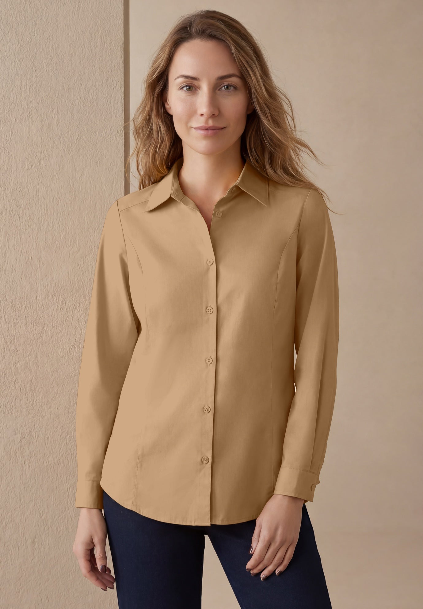 Stretch Cotton Poplin Button Down Shirt image number 0