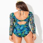 Mesh Sleeve Halter One-Piece Swimsuit image number null