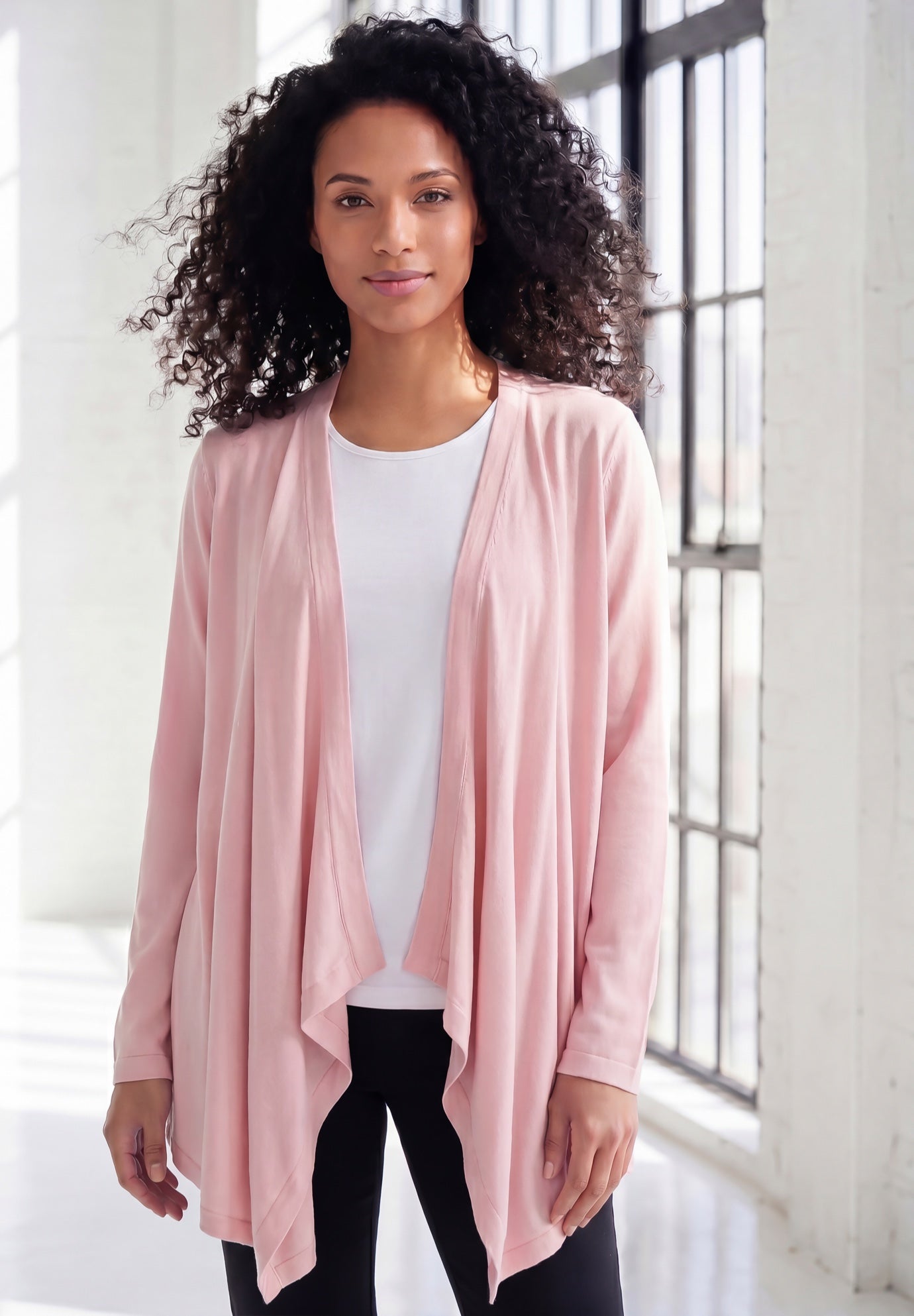 Plus Size Lightweight Handkerchief Hem Cardigan Sweater image number 0