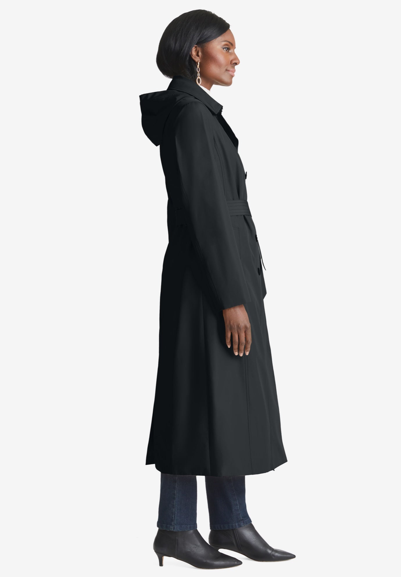 Double Breasted Long Trench Raincoat image number 2