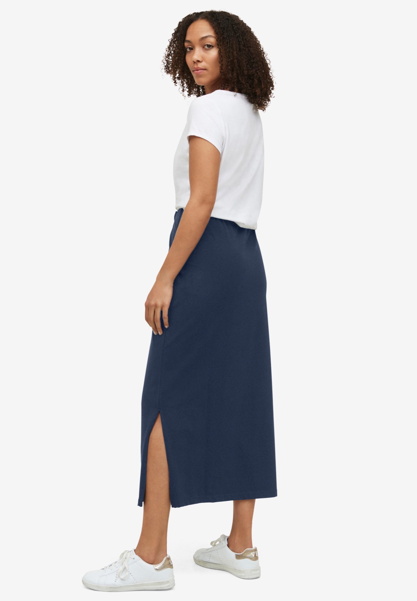 Cotton Spandex Pull On A Line Maxi Skirt image number 1