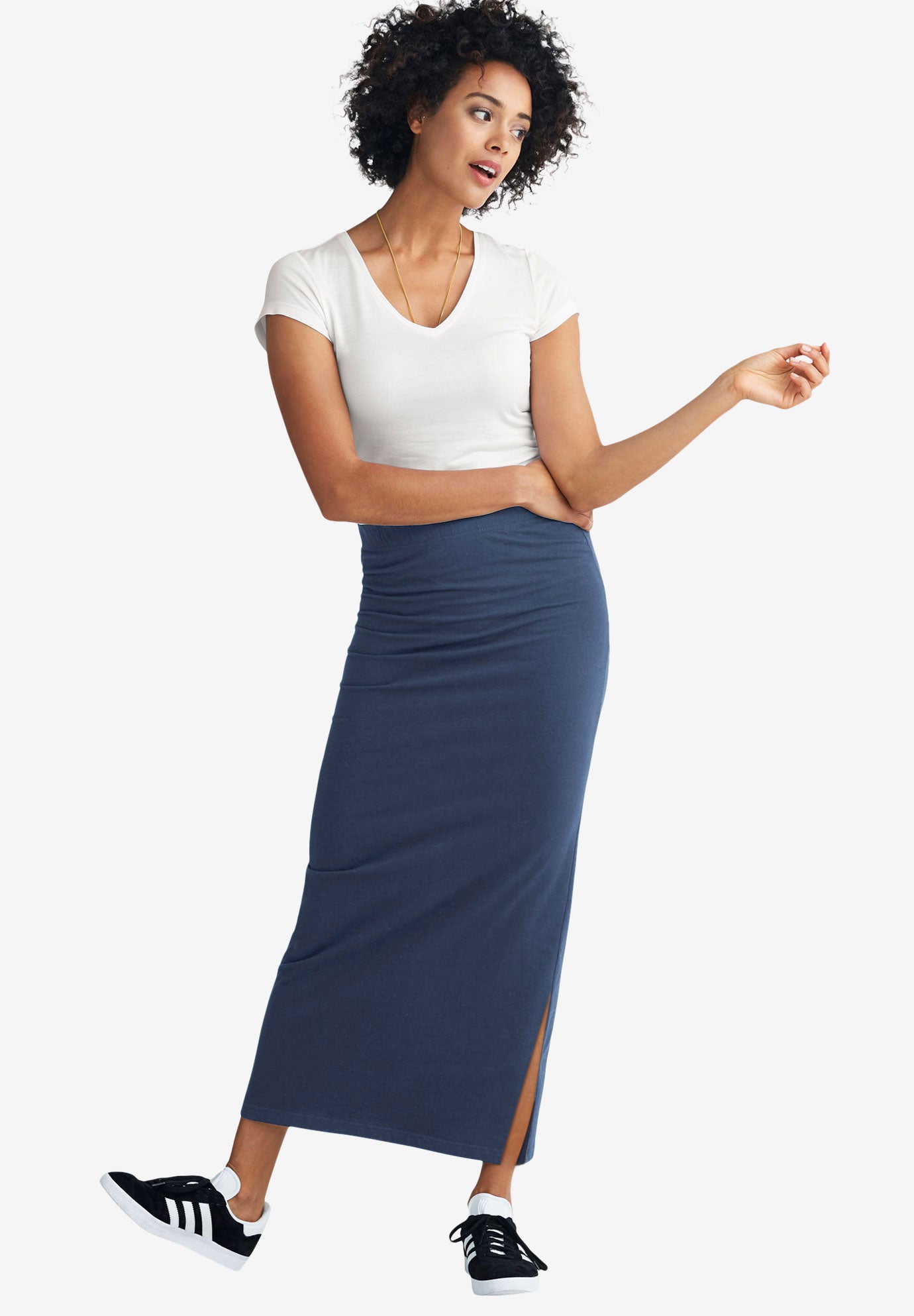 Cotton Spandex Pull On A Line Maxi Skirt image number 0