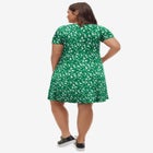 Stretch Knit Scoop Neck Short Sleeve A Line Dress image number null