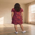 Stretch Knit Scoop Neck Short Sleeve A Line Dress image number null