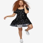 Stretch Knit Scoop Neck Short Sleeve A Line Dress image number null