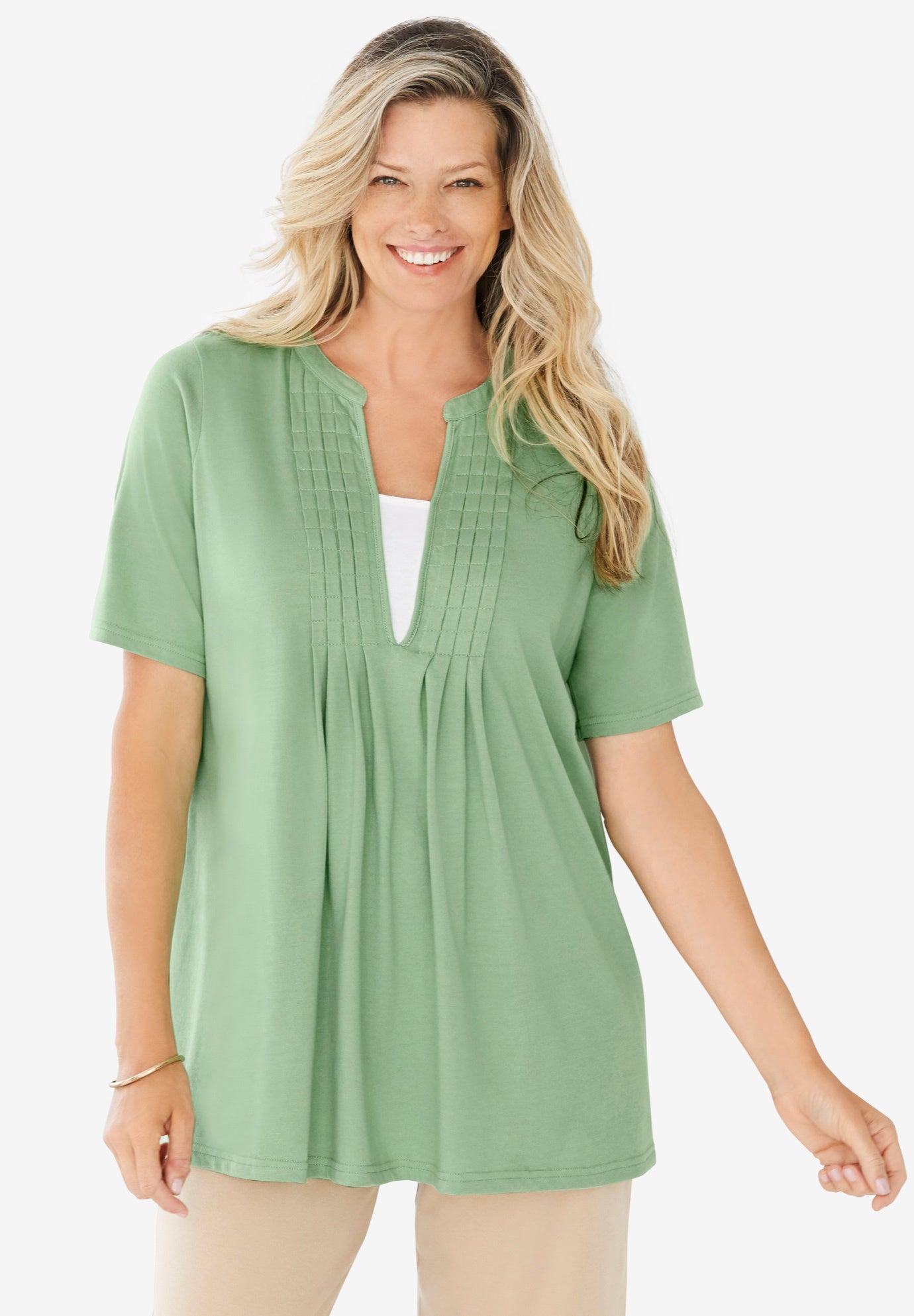 7-Day Layer-Look Elbow-Sleeve Tee image number 0