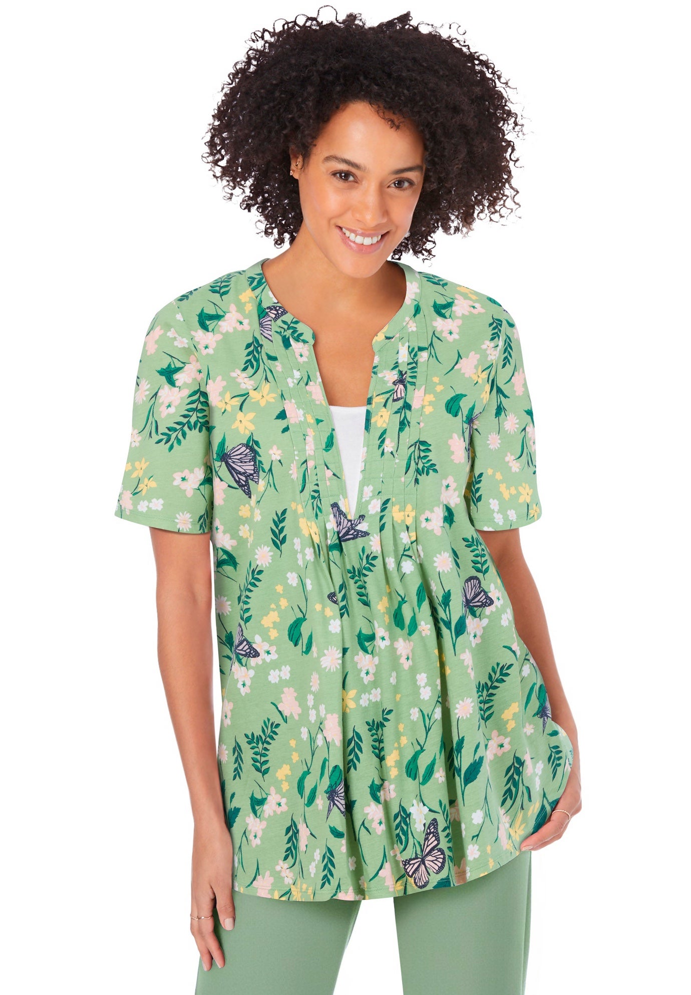 Layer-Look Elbow-Sleeve Tee image number 0