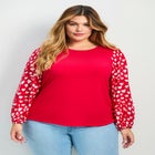 Mix Media Heart Sleeve Top image number 3