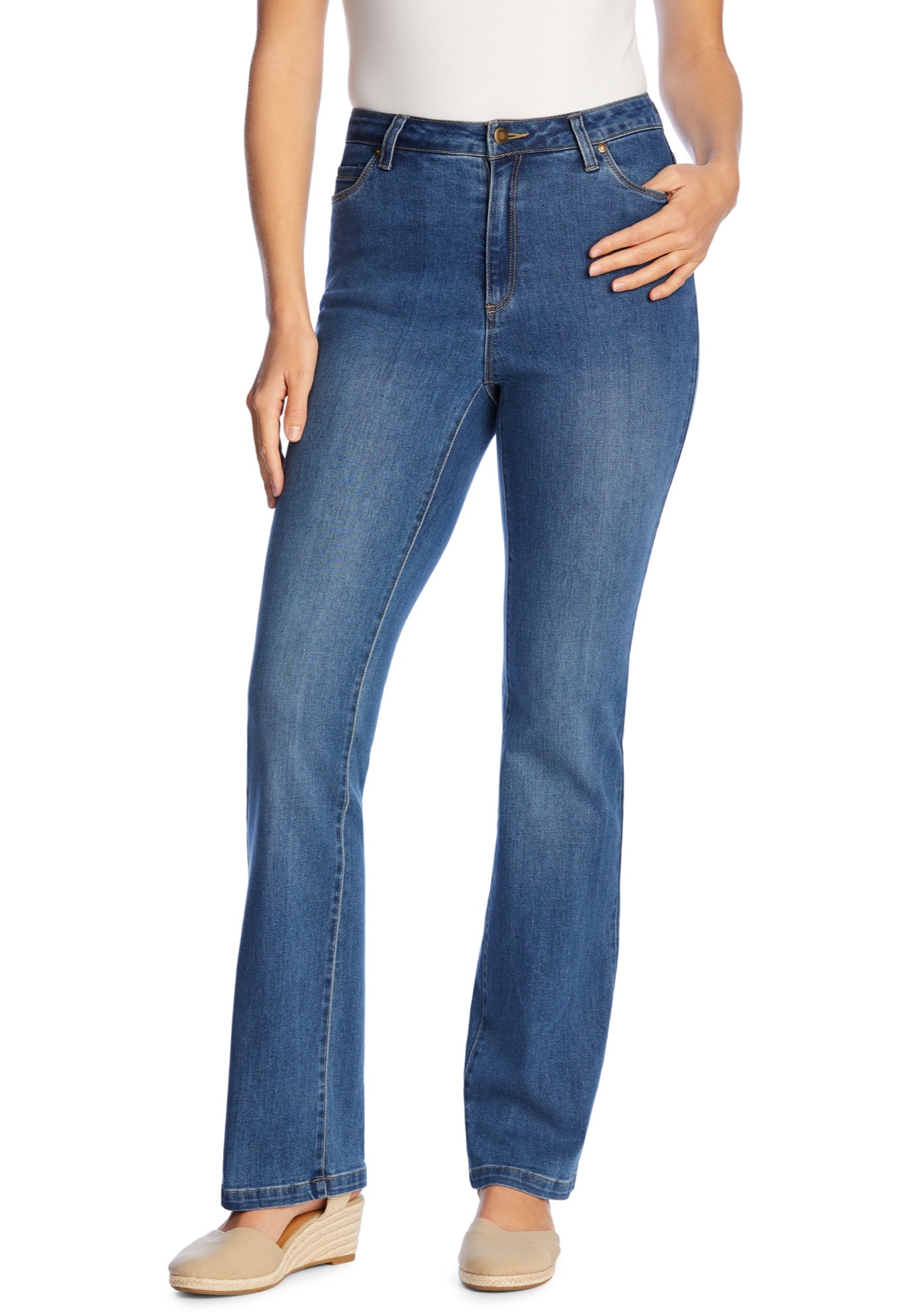 Bootcut Stretch Comfort Denim Five-Pocket Jeans image number 4