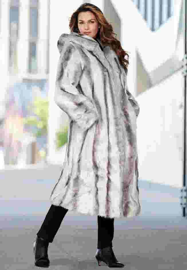 Plus Size Hooded Faux Fur Coat image number 4