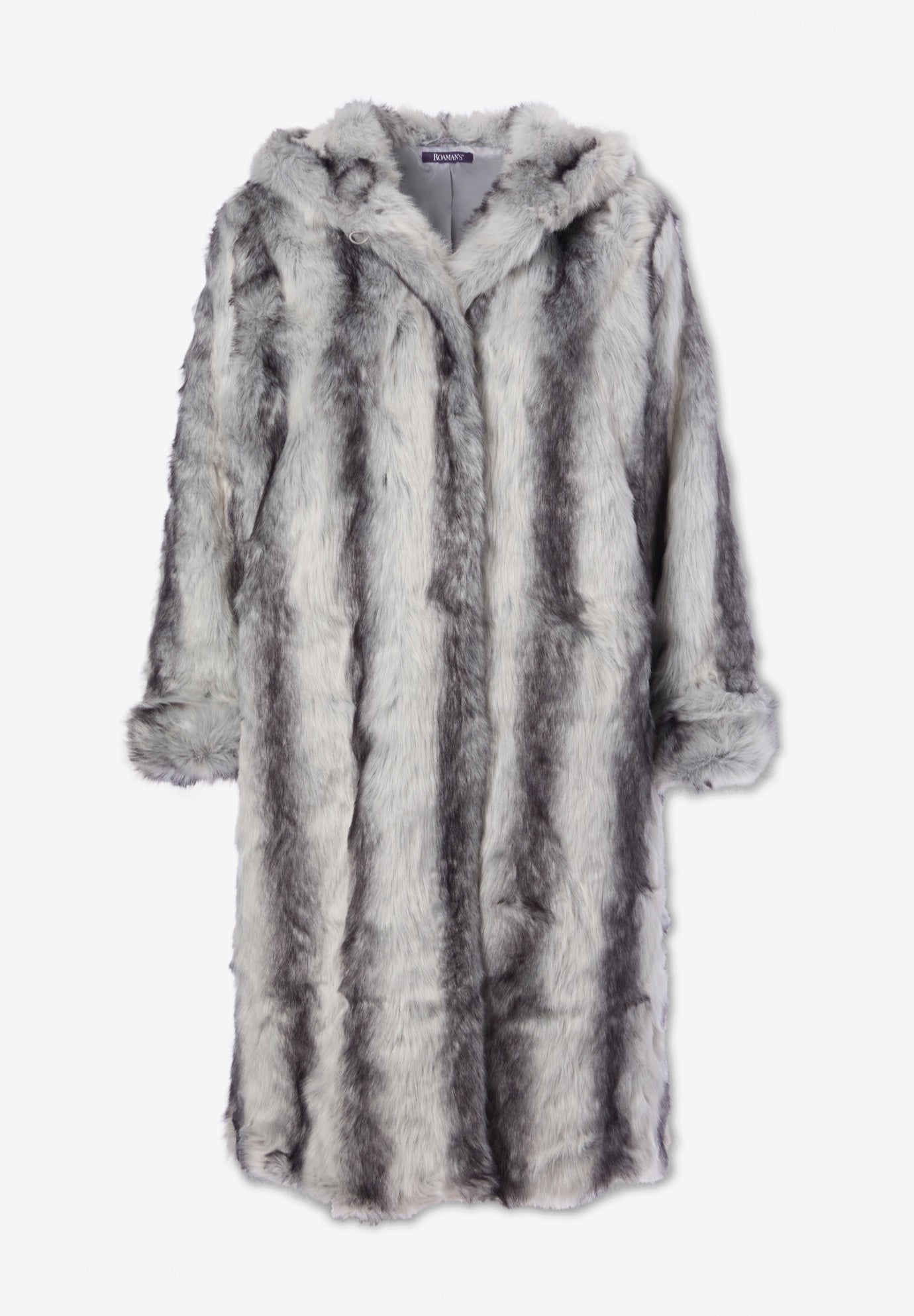 Plus Size Hooded Faux Fur Coat image number 7