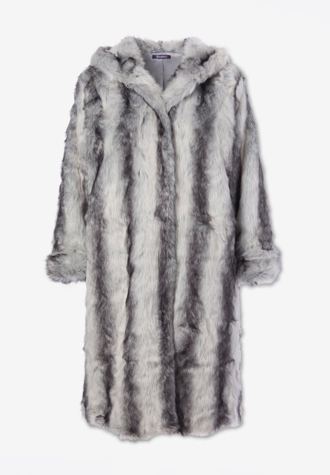 Plus Size Hooded Faux Fur Coat image number 7