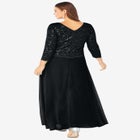 Plus Size Sparkle Lace Popover A-Line Gown with 3/4 Sleeves image number null
