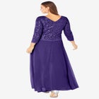 Plus Size Sparkle Lace Popover A-Line Gown with 3/4 Sleeves image number null