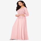 Plus Size Sequin Lace Three Quarter Sleeve A-Line Gown image number null