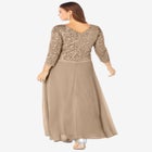 Plus Size Sparkle Lace Popover A-Line Gown with 3/4 Sleeves image number null