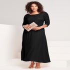 Plus Size Sparkle Lace Popover A-Line Gown with 3/4 Sleeves image number null